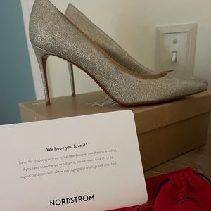 Stunning Christian Louboutin Kate 85 Silver Glitter